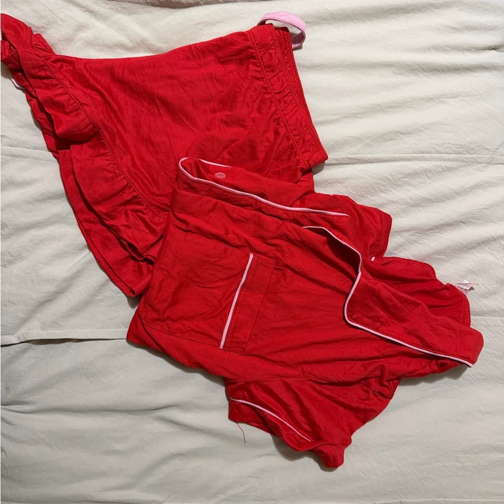 Red Pajama Set with White Trim